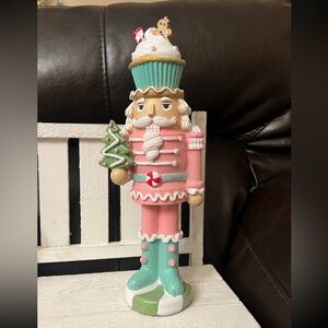 Festive Nutcracker with Cupcake Hat - Pink and Green